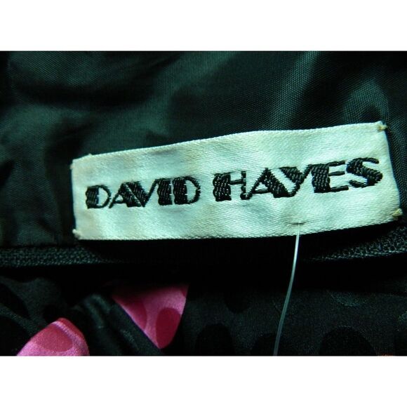 Vintage David Hayes Dress Vintage Black‎ Fuchsia Pink Silk Polka Dots Size 8 - Picture 11 of 12
